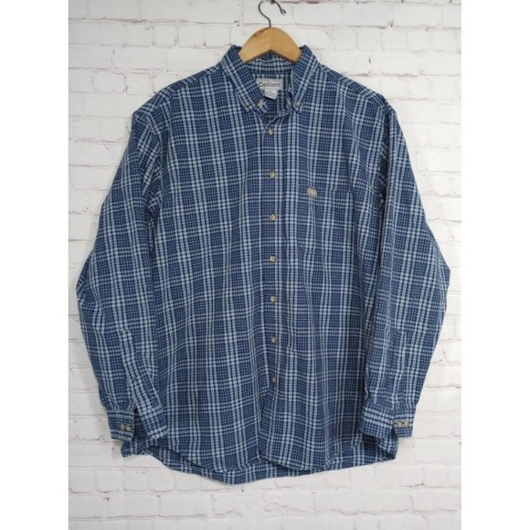 Carhartt Other - Carhartt S94 Rugged Cotton Long Sleeve Blue Plaid Work Shirt Men's Size XL Tall